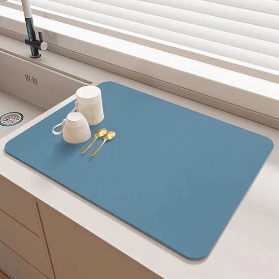 Abtropfmatte 40 X 60 Cm – Saugfähig Und Rutschfest, Ideal Für Küche Und Bar, Blau