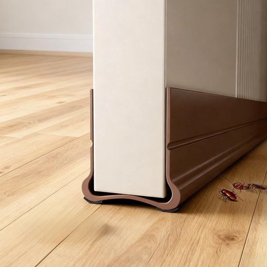 Selbstklebende Türdichtung – Zugluftstopper – Wärmedämmung – Doppeldichtungssystem – 93 Cm Länge – Braun