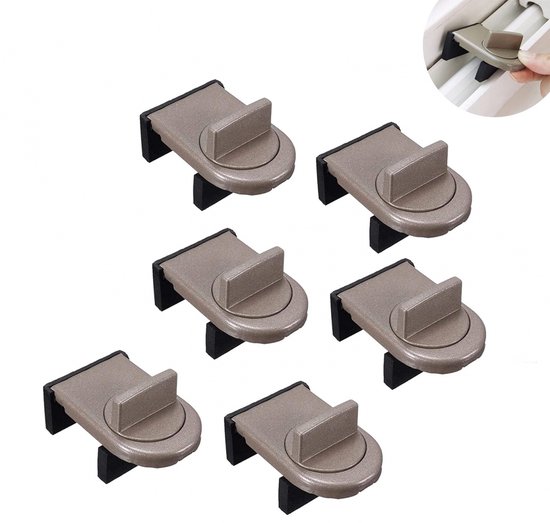 6 Stück，verstellbare Schiebefensterverriegelungen，verstellbare Schiebetürverriegelungen，fensterverriegelungen，braun，6 X 2,3 X 4 Cm