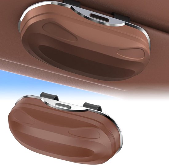 Sonnenbrillenetui – Brillenetui – Autoinnenraum – Einhandbedienung – 19 Cm Länge – Braun