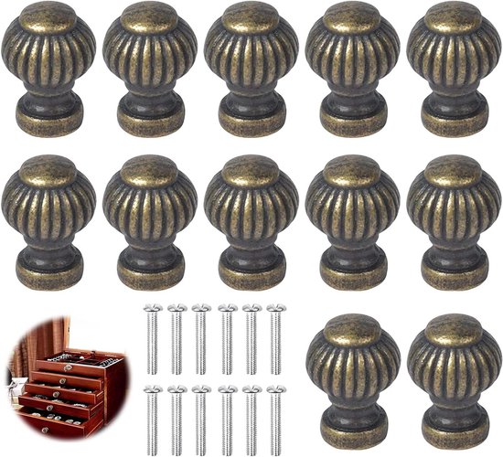 Allecta – Antike Schubladengriffe Aus Bronze, Set Mit 12 Möbelknöpfen Inklusive Schrauben – Schrank, Kommode, Küche