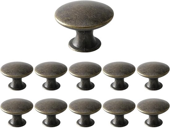 12 Antike Möbelknöpfe, Runde Schubladengriffe, Türknöpfe Aus Metall Für Küchenschränke, 30 X 21 Mm, Bronze