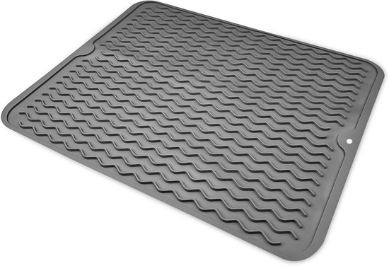 Abtropfmatte Für Geschirr – Faltbar Und Rutschfest – 1 Stück – Dunkelgrau – Silikon – 40 X 30 Cm