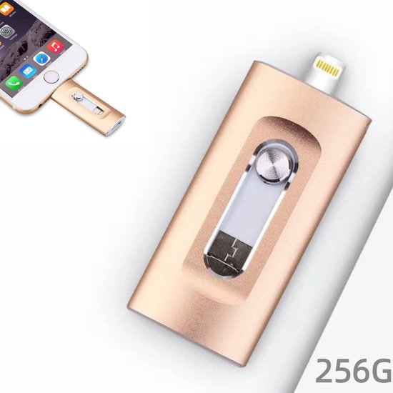 256 Gb Schneller Usb-stick，usb-stick，apple/android/pc 3-in-1，geeignet Für Iphone，tragbarer Usb-stick，geschenk Für Männer (gold)