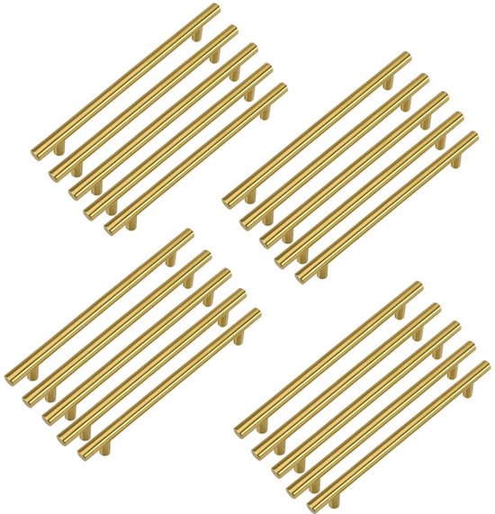 20 Goldene Möbelgriffe – Küchenschrankgriffe, 128 Mm – Messinggriff – Messingschubladengriff
