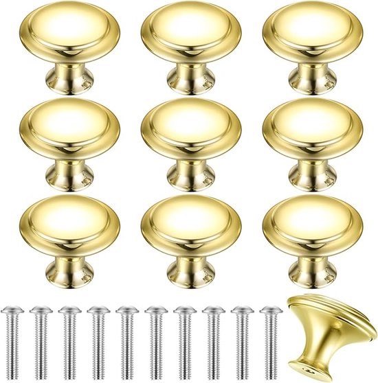 10 Kleine, Runde, Goldene Schubladengriffe Für Schränke, Türen, Küchenschränke – Schrauben Inklusive