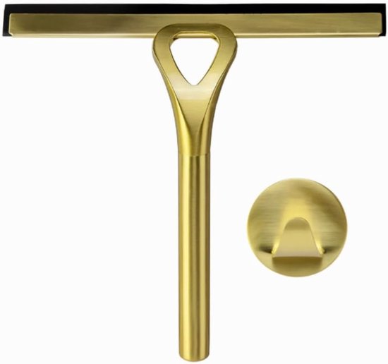 Duschabzieher Aus Edelstahl，goldfarben Mit Haken，autoglas Und Fliesen，25 Cm (10 Zoll) Lange，weiche Und Harte Abzieherblätter，22,5 X 22 Cm