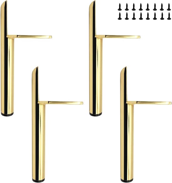 Set Mit 4 Ersatz-möbelbeinen，goldfarbenes Metall，15 Cm Hohe Schwarze Möbelbeine，schrankbeine Für Sofa/couchtisch/tv-schrank/bett Und Andere Möbel