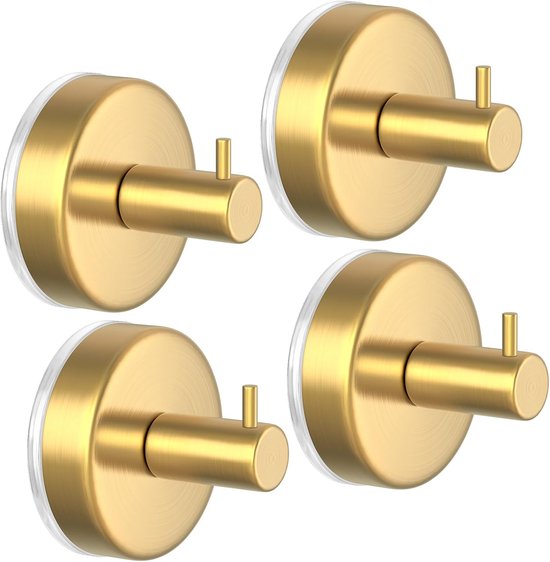 4 Stück，6 X 6 X 5,5 Cm，haken Mit Vakuumsaugnapf，handtuchhaken Ohne Bohren，wasserdicht，saugnapfhaken Für Dusche，gold