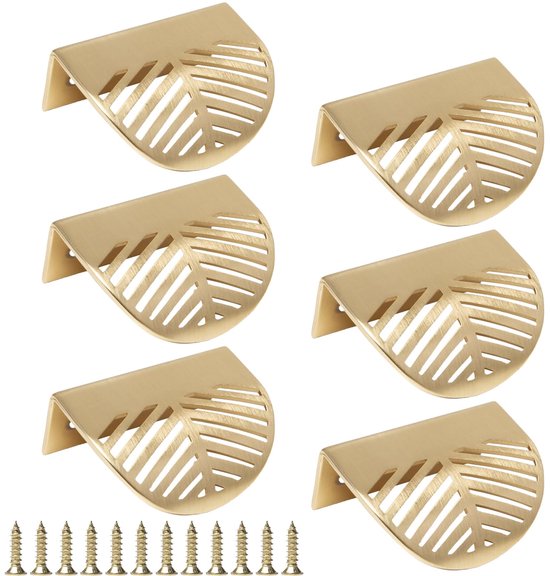 Möbelgriffe – Blattgoldform – 6 Stück Mit 32 Mm Lochabstand