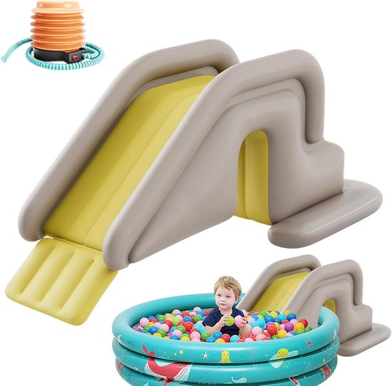 Aufblasbare Wasserrutsche – Gartenspielplatz – Sommerspaß – Kippsicherung – 200 X 80 Cm – Gelb