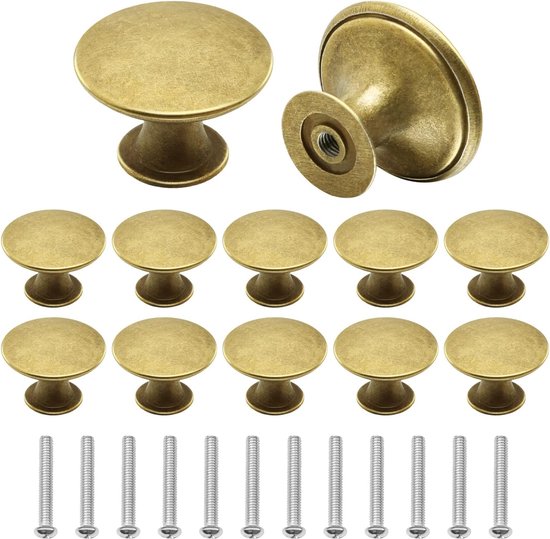 Allecto Premium – Set Mit 12 Goldenen Vintage-schranktürknöpfen – Pilzdesign – Inklusive Schrauben