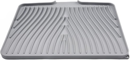Abtropfmatte Aus Silikon，geschirrtrockenmatte，rutschfeste Abtropfmatte Mit Integriertem Abfluss，hitzebeständige Steinabtropfmatte，40 X 33 Cm，grau