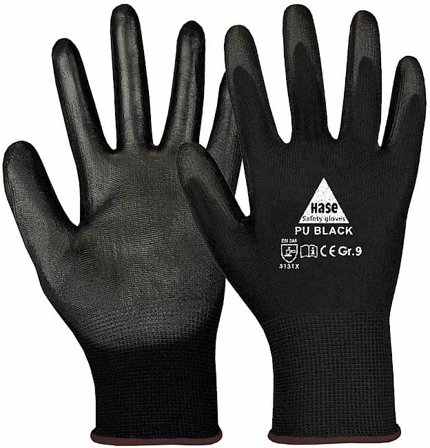Hase 5-Fg.-Sicherheitshandschuhe mit PU-Beschichtung PU-black, Größe 11
