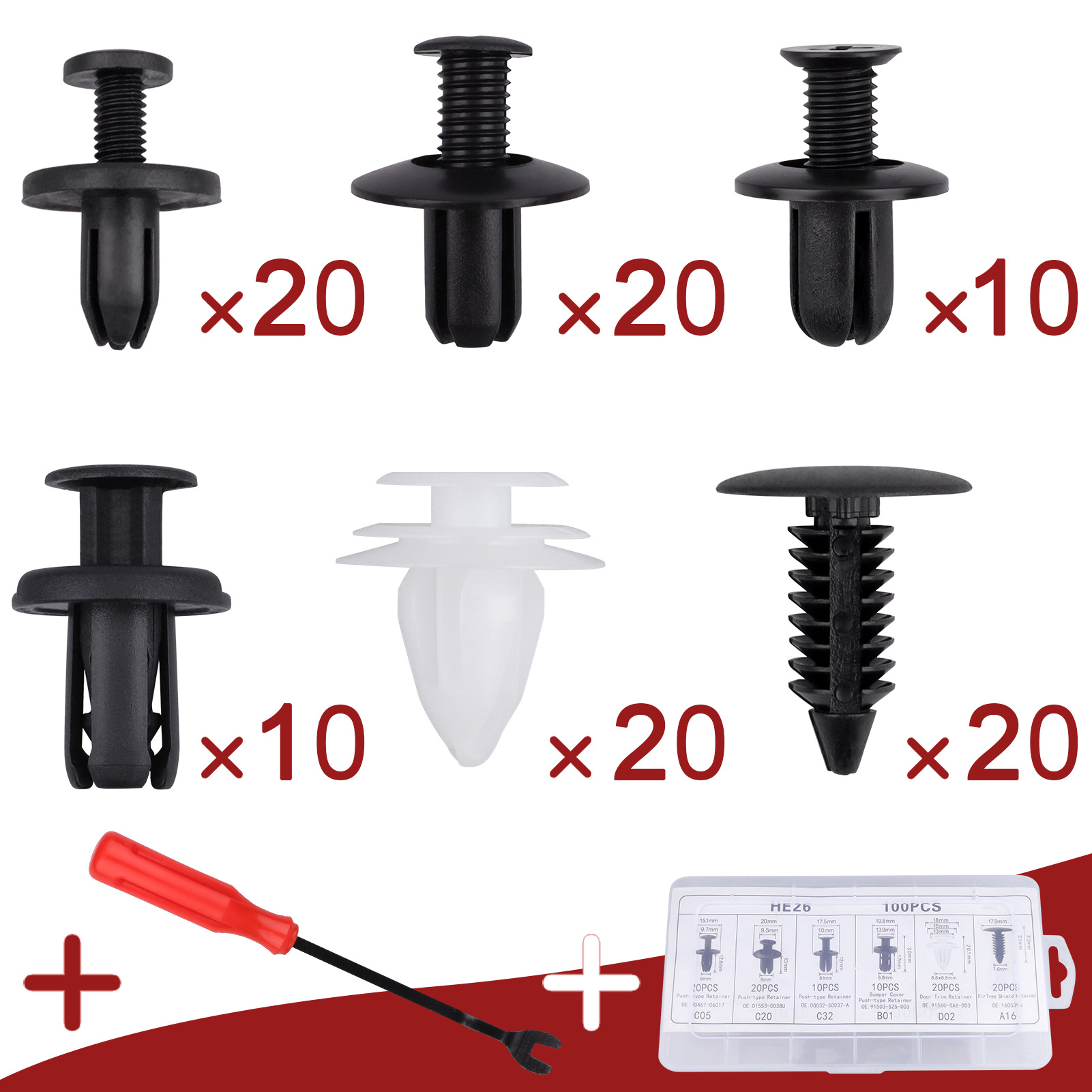 100x Kunststoff-spreiznieten Für Stoßfänger/kotflügel/kofferraum - Auto-clips