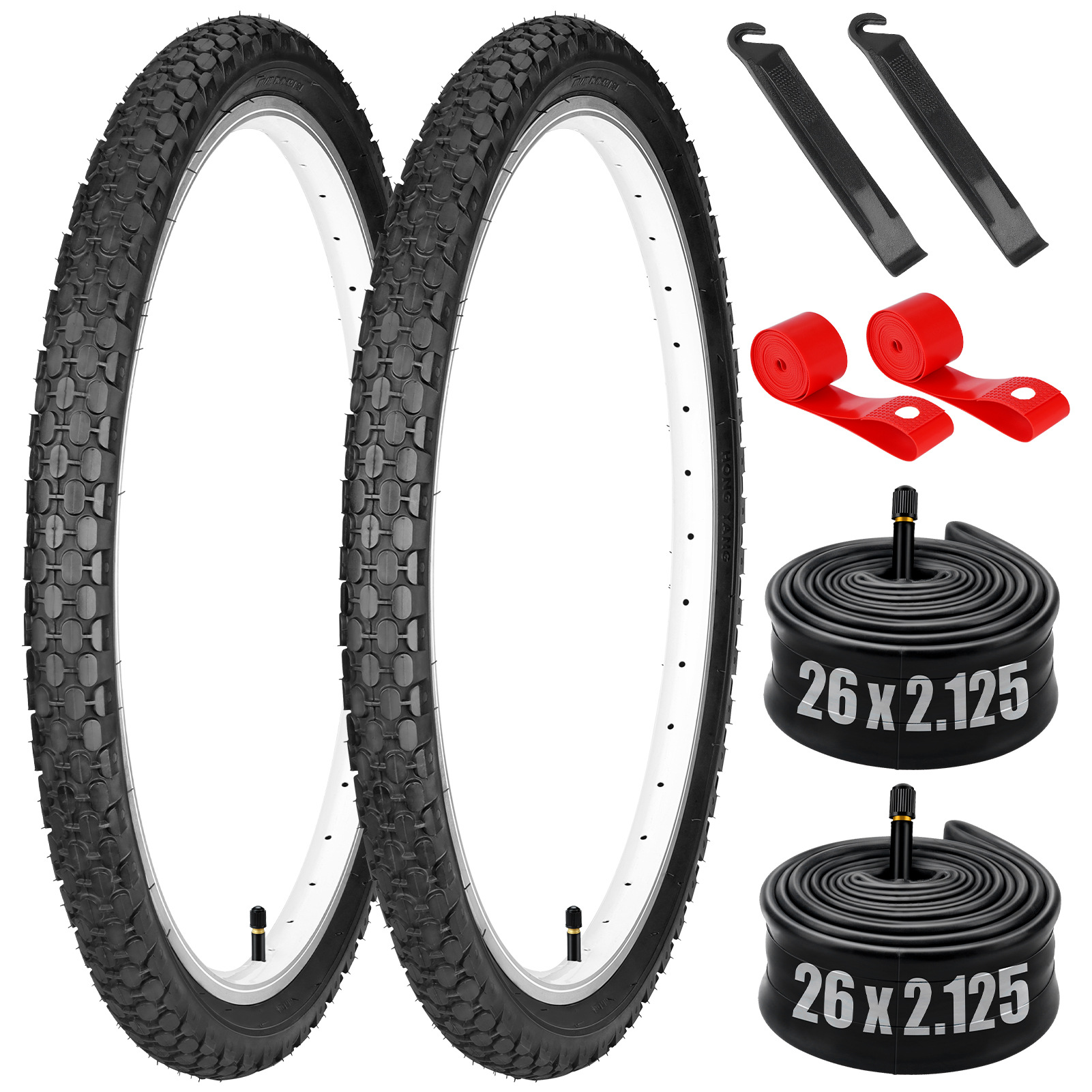 26x2.125 Reifen-set - Innen- & Außenschlauch, Verschleißfest, Offroad
