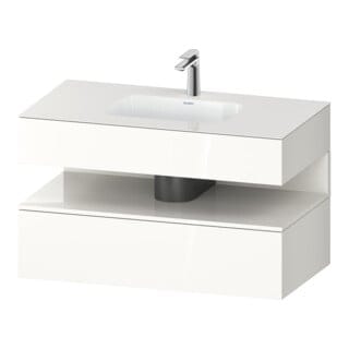 Duravit Einbauwaschtisch-Möbel-Set Qatego 100x55x60cm, we hgl, Konsolen-Waschtischunterbau
