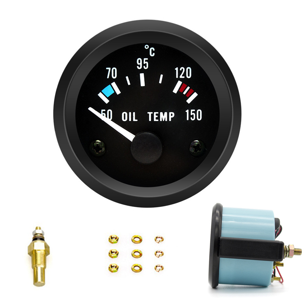 Öltemperatur-anzeige 52mm 12v – Schwarzes Zifferblatt, Grünes Gehäuse