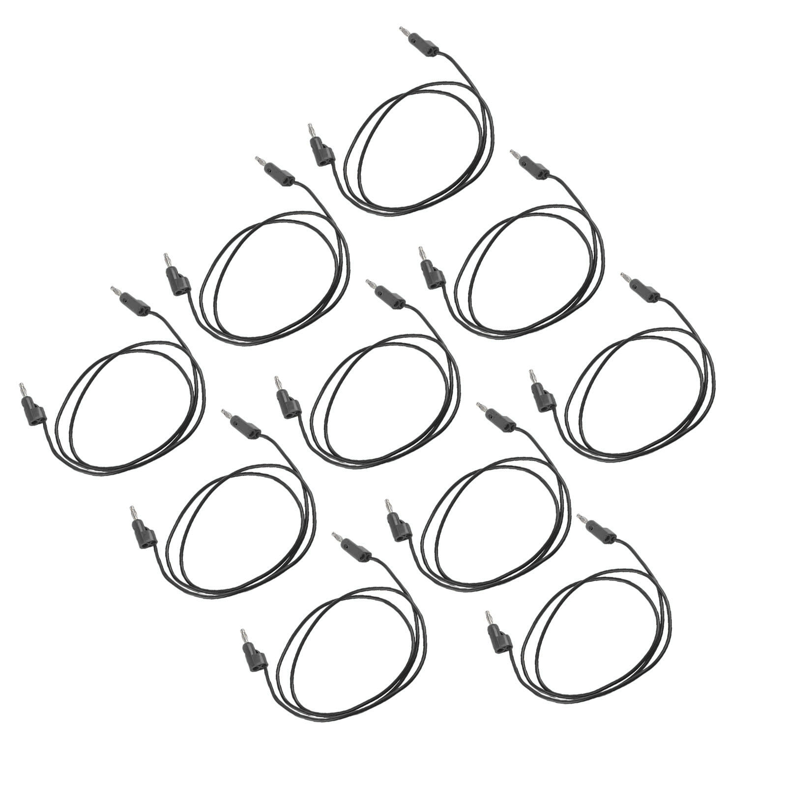 Satz Mit 10 Bananenstecker-prüfleitungen (stecker-stecker), Messingkern, Elektrische Prüfgeräte J.70006, 4 Mm, Schwarz