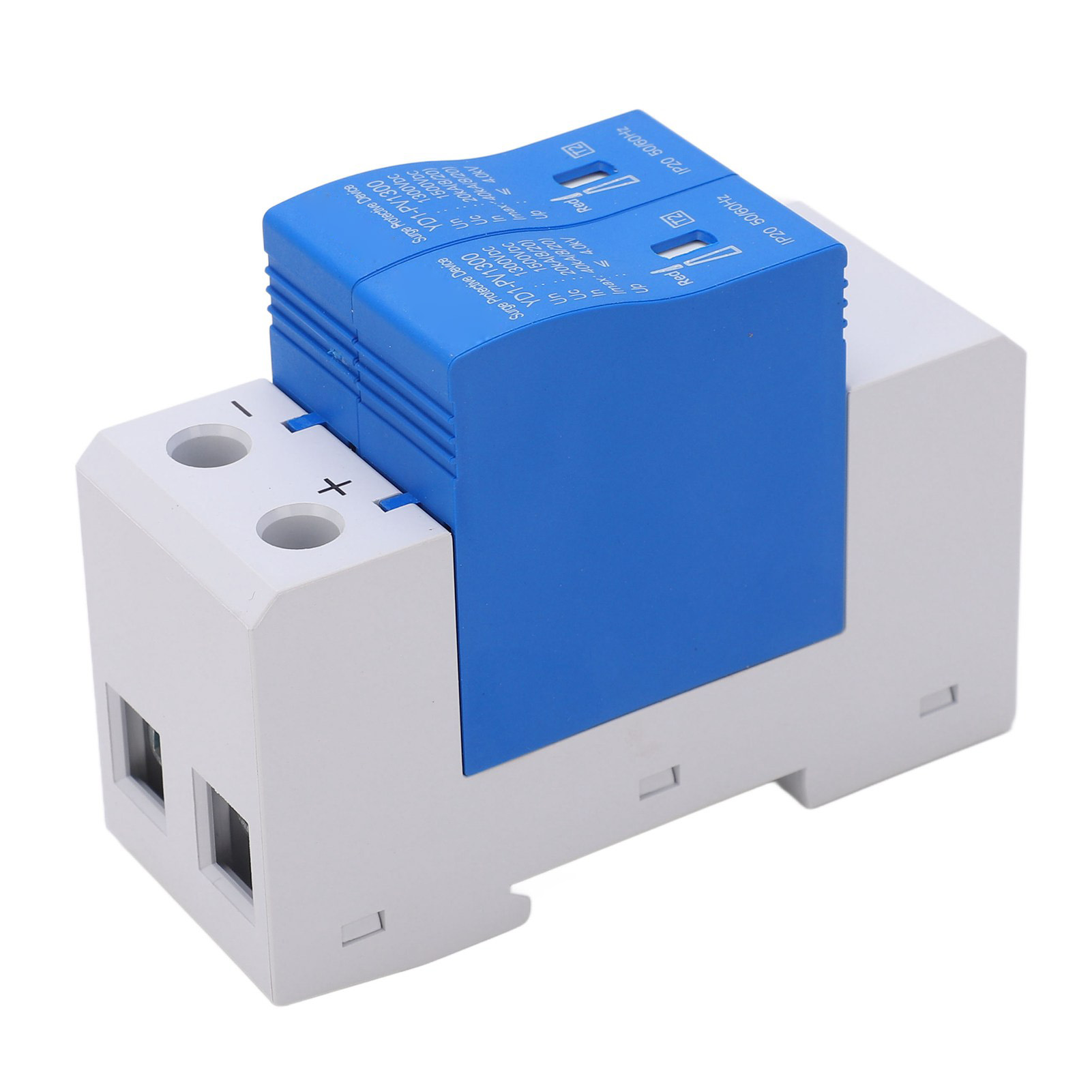 Modularer 2p 1300v 40ka Überspannungsableiter Mit Alarm, Dc-überspannungsschutz, Din-schienenmontage, Kompakter Industrieller Überspannungsableiter.