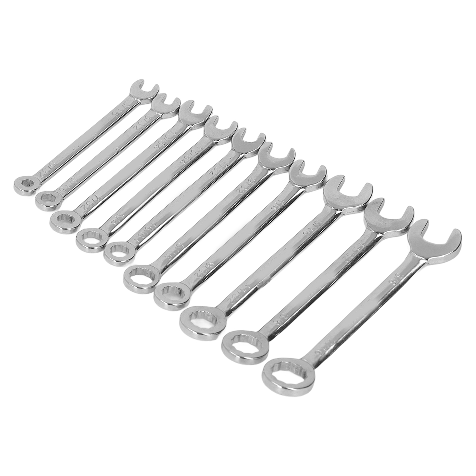Satz Von Kombinationsschlüsseln In Zoll, Legierter Stahl, Kleine Größe, Industrielles Handwerkzeug Für Heimwerker Und Mechaniker, Komplettes Set.