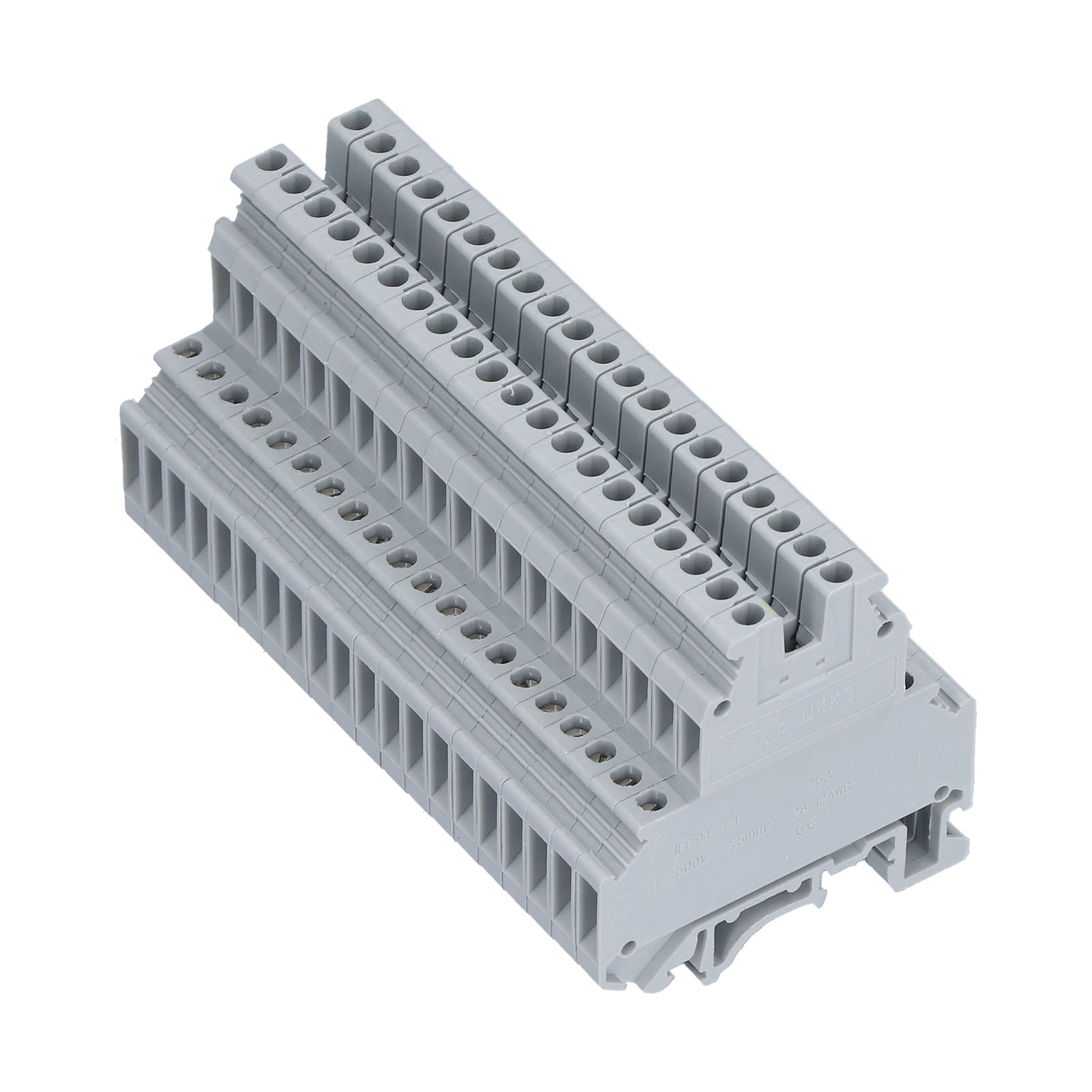 Packung Mit 100 Zweistufigen Klemmenblöcken, 2 Eingänge, 2 Ausgänge, 32 A, 500 V, Ukk-3, Verdrahtet, Kombinierter Elektrischer Stecker