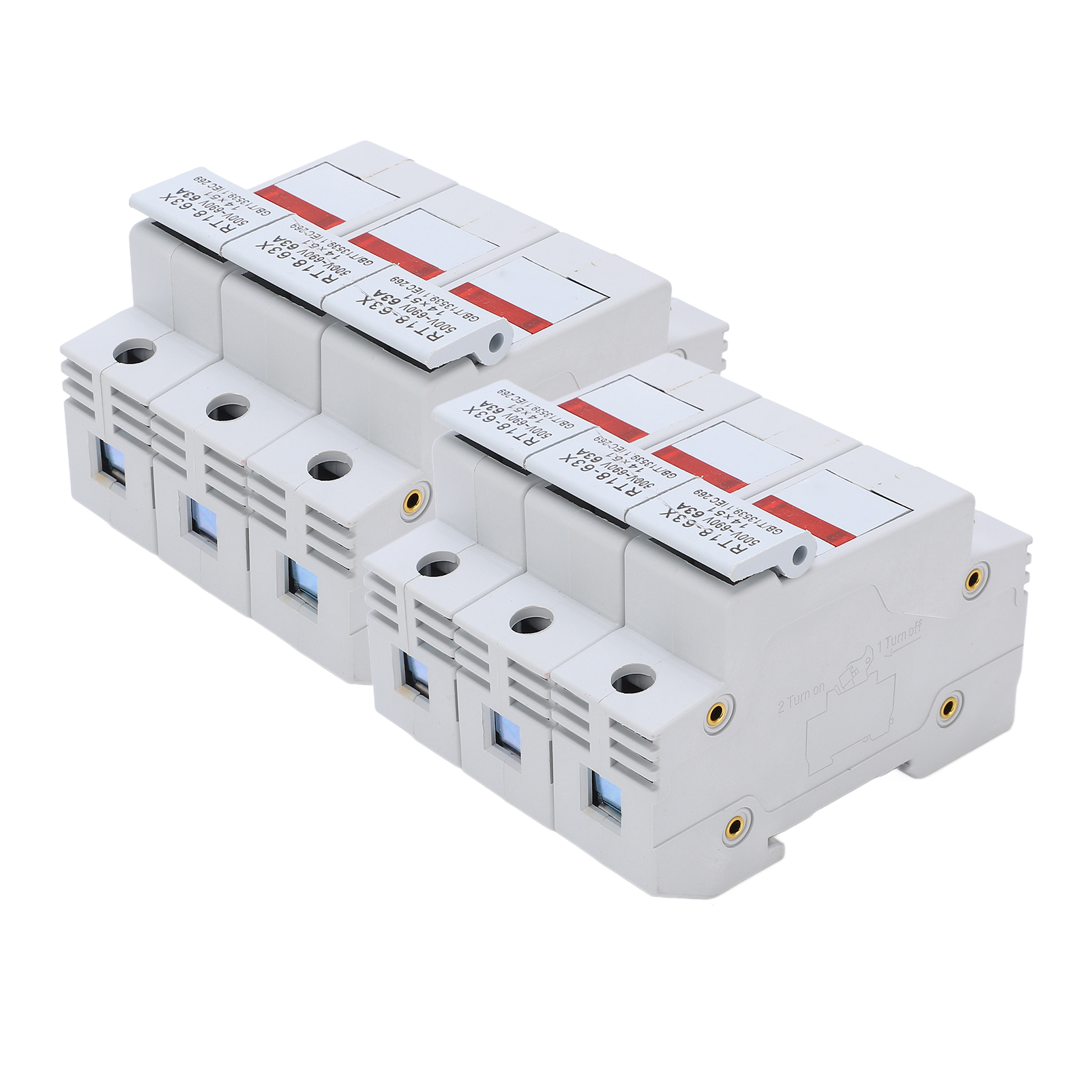 Rt18-63x 3p Din-schienen-sicherungshalter Mit Led-anzeige, Für 14x51mm Ro16-sicherungskassette, 63a 500-690v