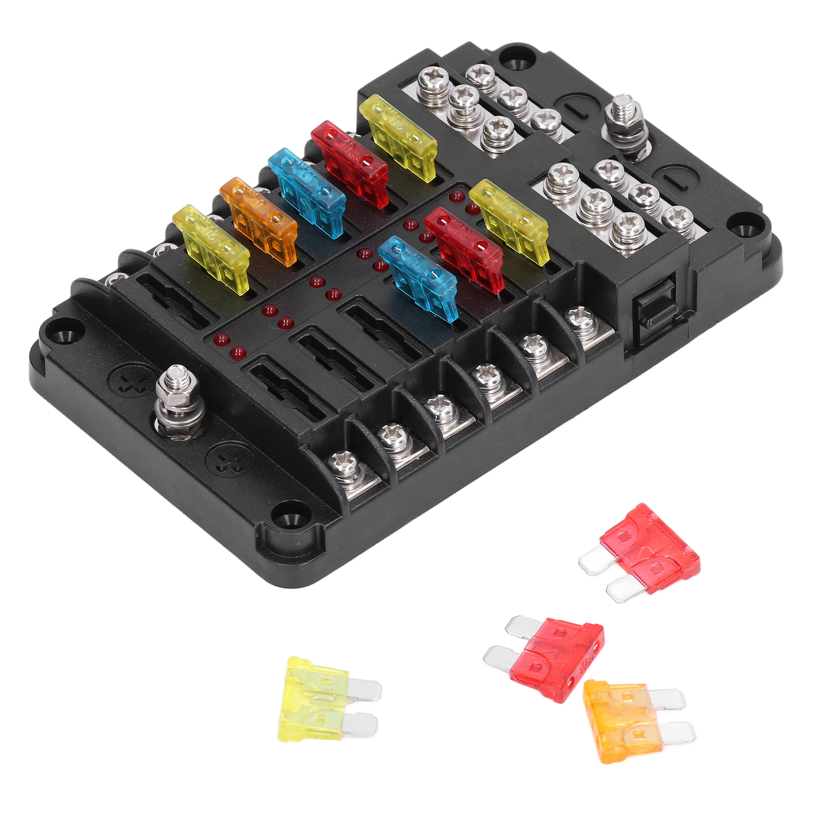Wasserdichter 12-fach-sicherungshalter Mit Led-anzeige, Flachsicherungsgehäuse Für Boot Und Auto