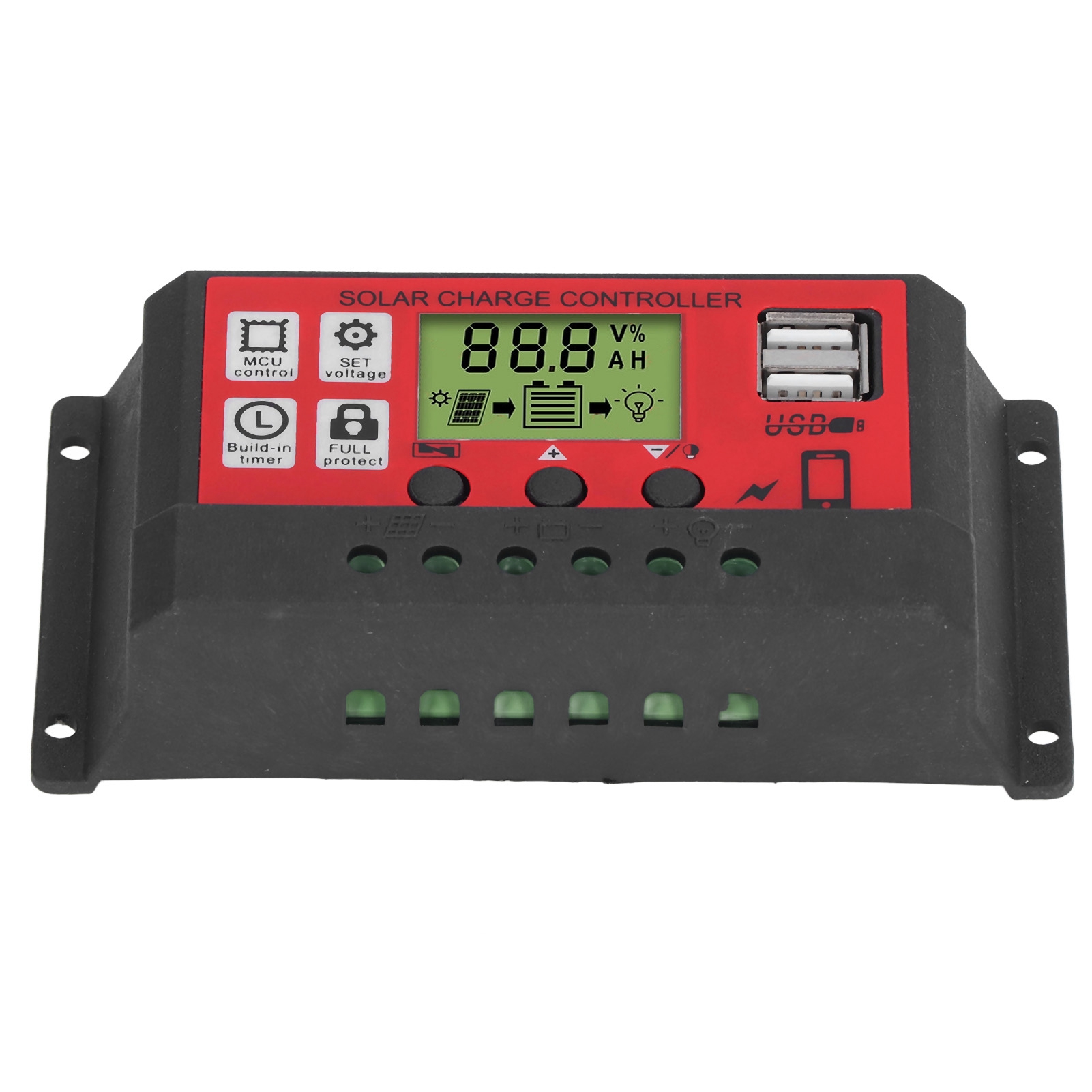 Intelligenter 30a 12v/24v Solarladeregler, Verstellbares Solarpanel, Lcd-display, Batterieregler Mit Bildschirm