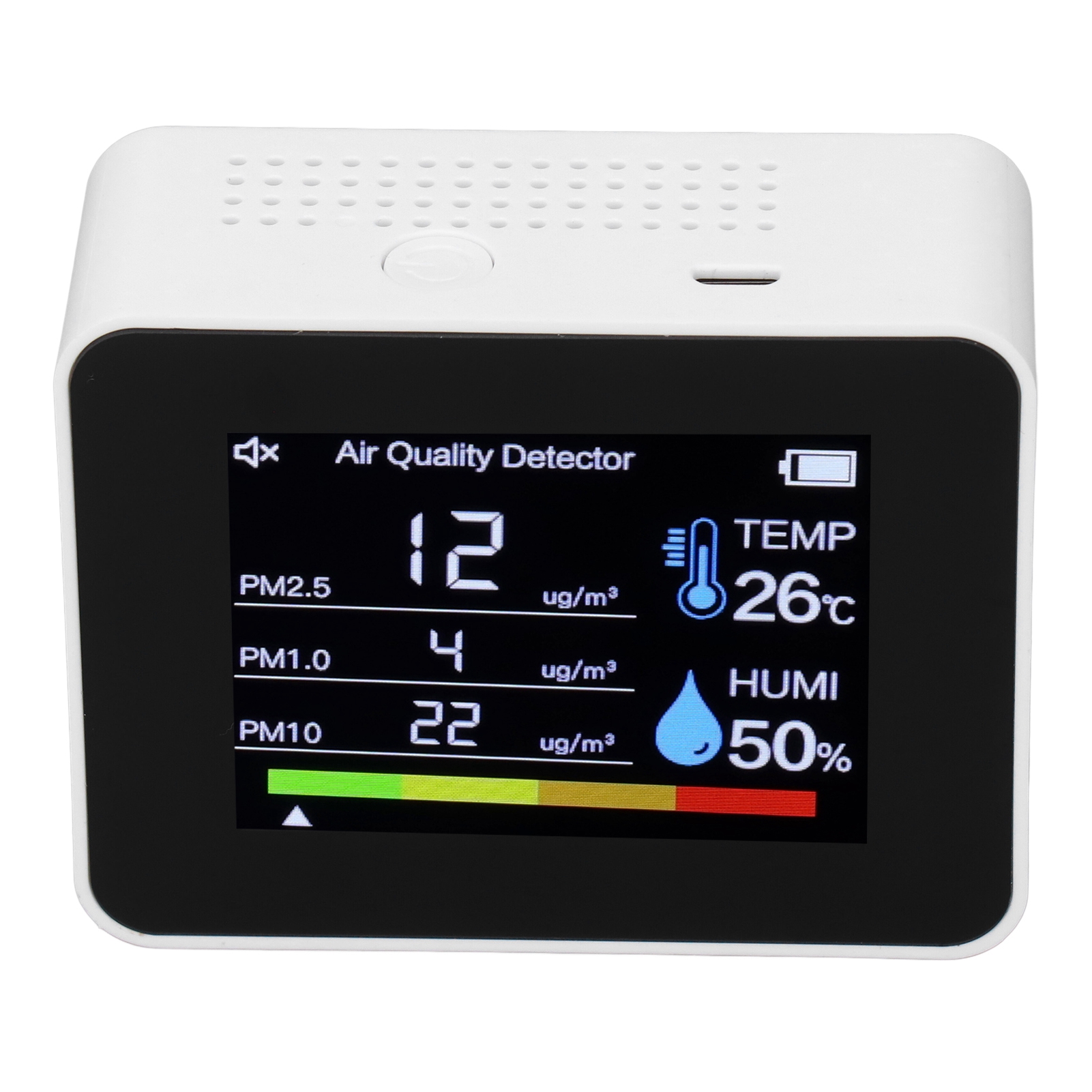 Co₂-, Hcho-, Tvoc-, Pm₂.₅- Und Pm₁.₀-luftqualitätsdetektor, Temperatur- Und Feuchtigkeitsmessung, Schwerkraftsensor, Weiß