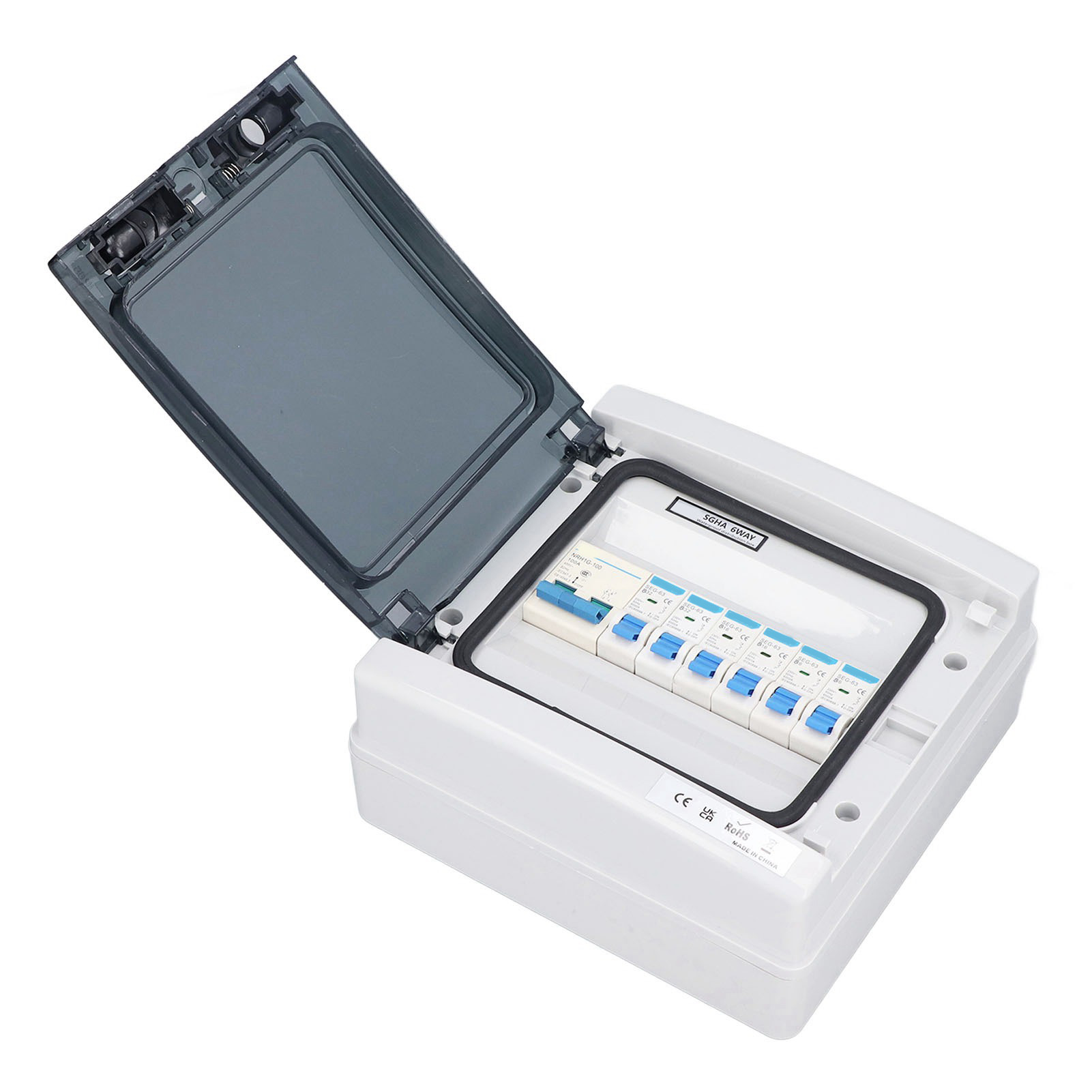 Wetterfestes 6-modul-gehäuse Mit 100-a-hauptschalter, 2xb6a+2xb16a+2xb32a, 6-fach, Eu-standard, 230 V, Ip65-verteilerkasten