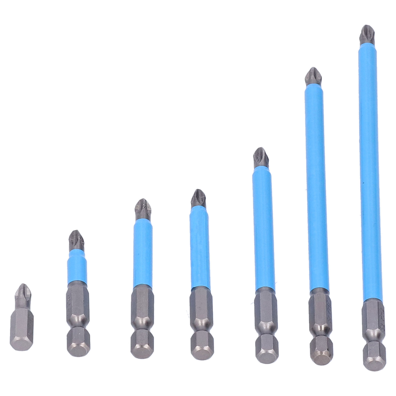 Set Mit 7 Blauen Ph2-magnet-kreuzschlitzbits Für Kfz- Und Maschinenbau-wartung, Steckschraubendreher.