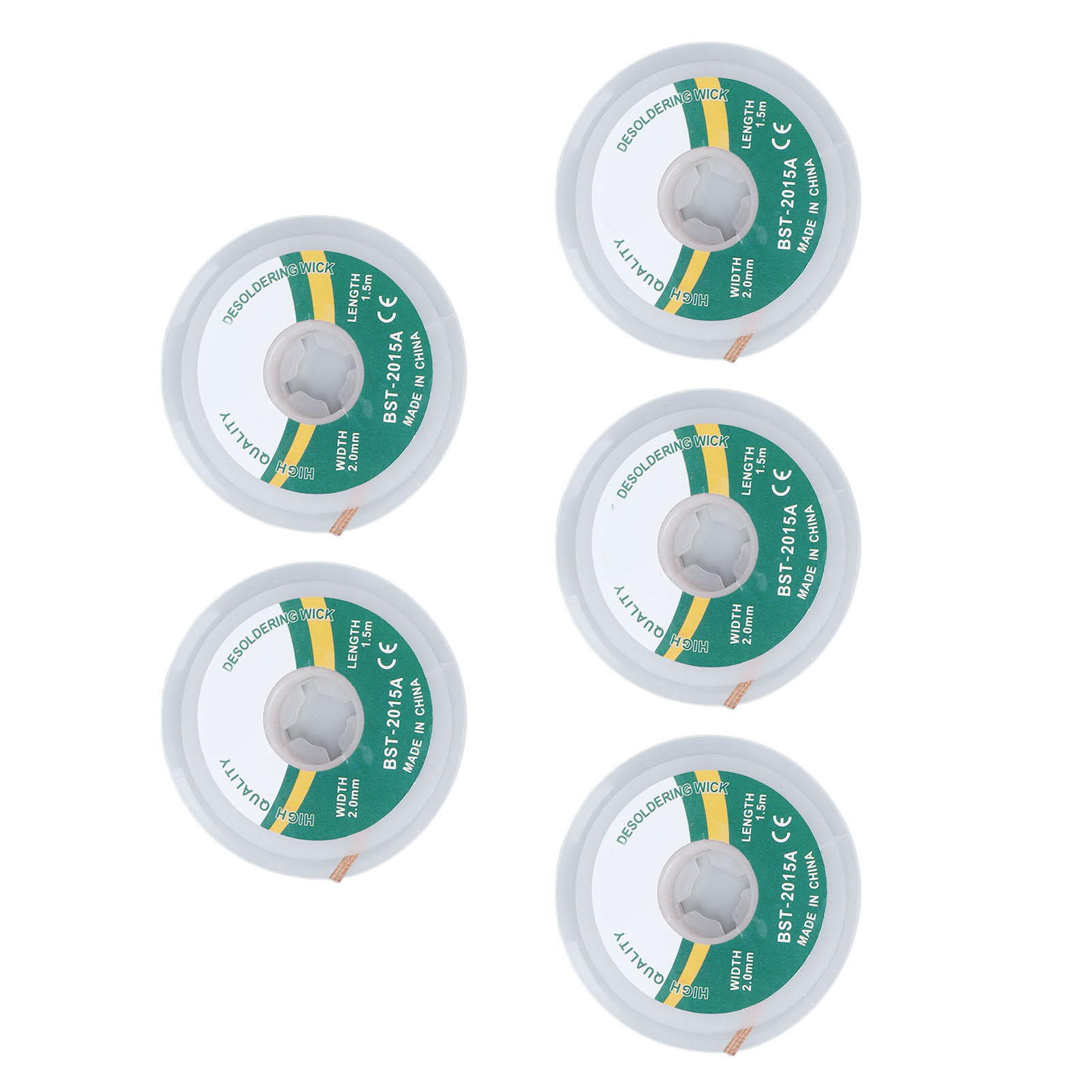 Entlötlitze Aus Kupferlegierung, 5er-packung, Entoxidationslitze Ohne Reinigung, Absorbiert Lötzinn, Breite 1,5–3,5 Mm, Für Effizientes Entfernen Von Lötzinn.