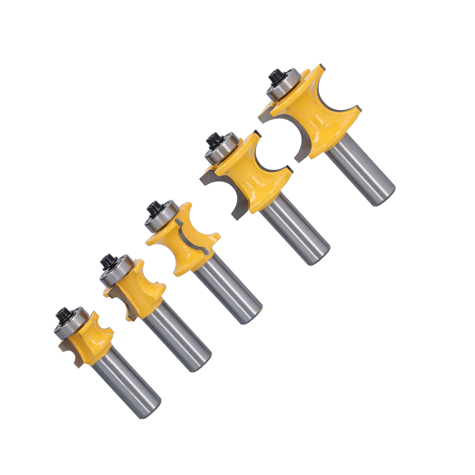 5-teiliger Halbrunder Holzfräser, 1/2 Zoll Schaft, Profilfräser Für Cnc-fräse, Profilfräser, Gravierwerkzeug, Abgerundete Spitze, 12,7 Mm.