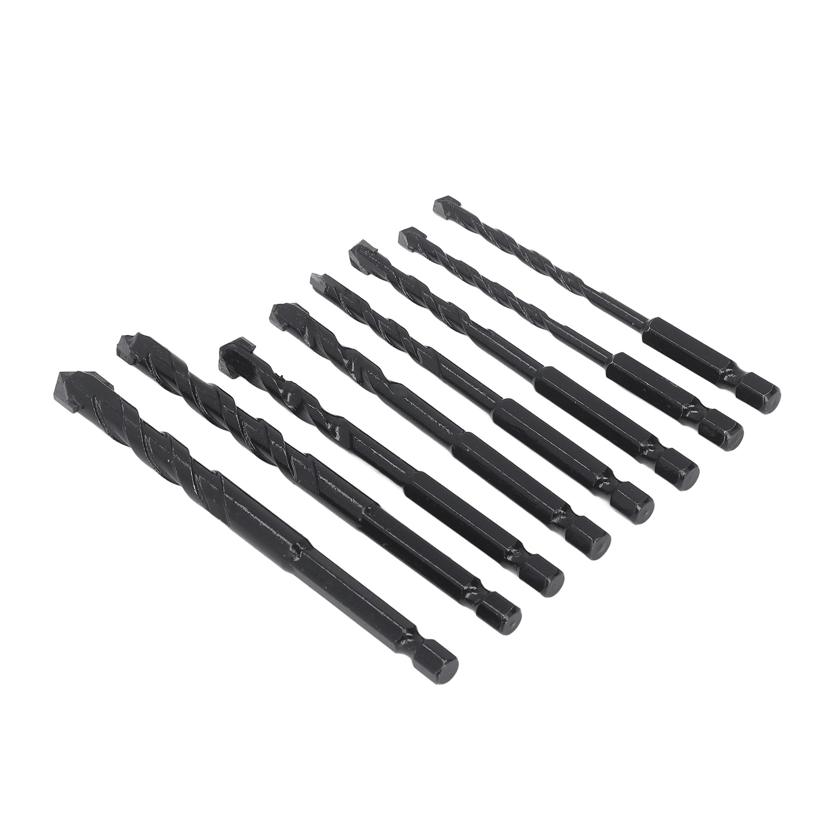 Set Mit 8 Hartmetall-steinbohrern, 6,35 Mm Sechskantschaft, Schwarz, Für Fliesen Und Beton