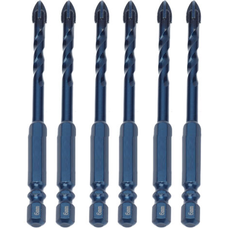 10 Hartmetallbohrer Für Keramik, Marmor Und Glas, 1/4"-sechskantschaft, Dunkelblau, 6 Mm