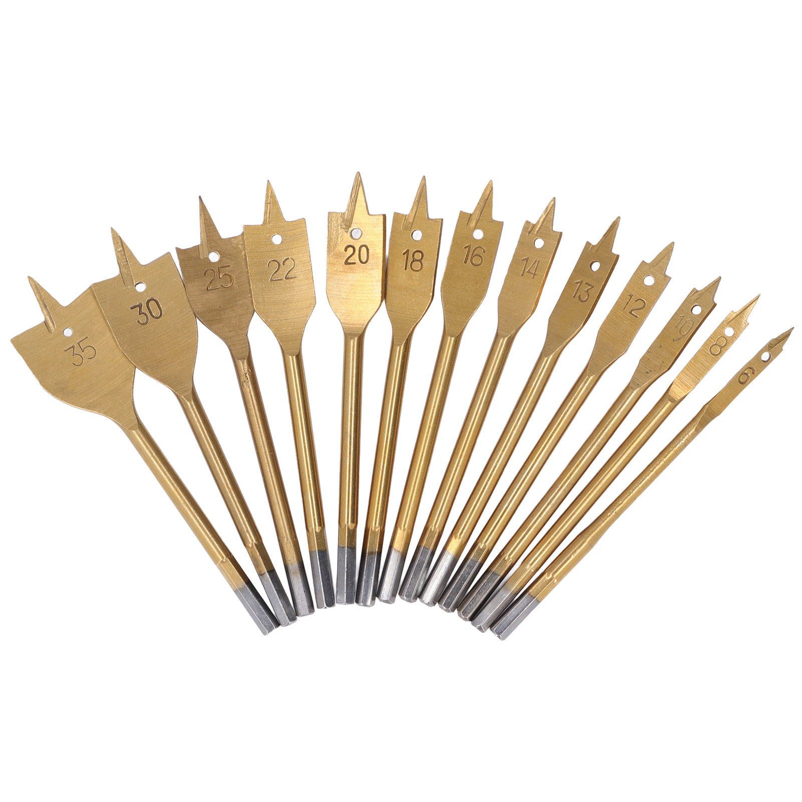 13-teiliges Flachbohrer-set Für Holz, Kohlenstoffstahl, Sechskantschaft, 1/4 Zoll, Holzbohrer