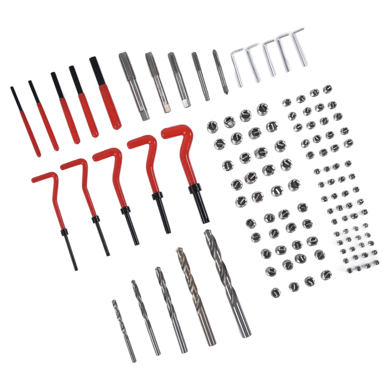 125-teiliges Gewindereparaturset, Gewindeschneidwerkzeug, Verstellbarer Schraubenschlüssel, Spiralbohrer, Set M5 M6 M8 M10 M12