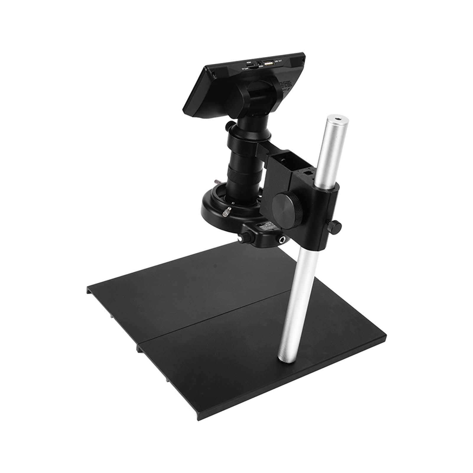 5-zoll-hd-digitalmikroskop, 24 Mp, 800-fache Vergrößerung, Mit Metallstativ, 130-facher C-mount-objektiv, Led-ringlicht Für Handy-reparaturen, 100–240-v-eu-stecker