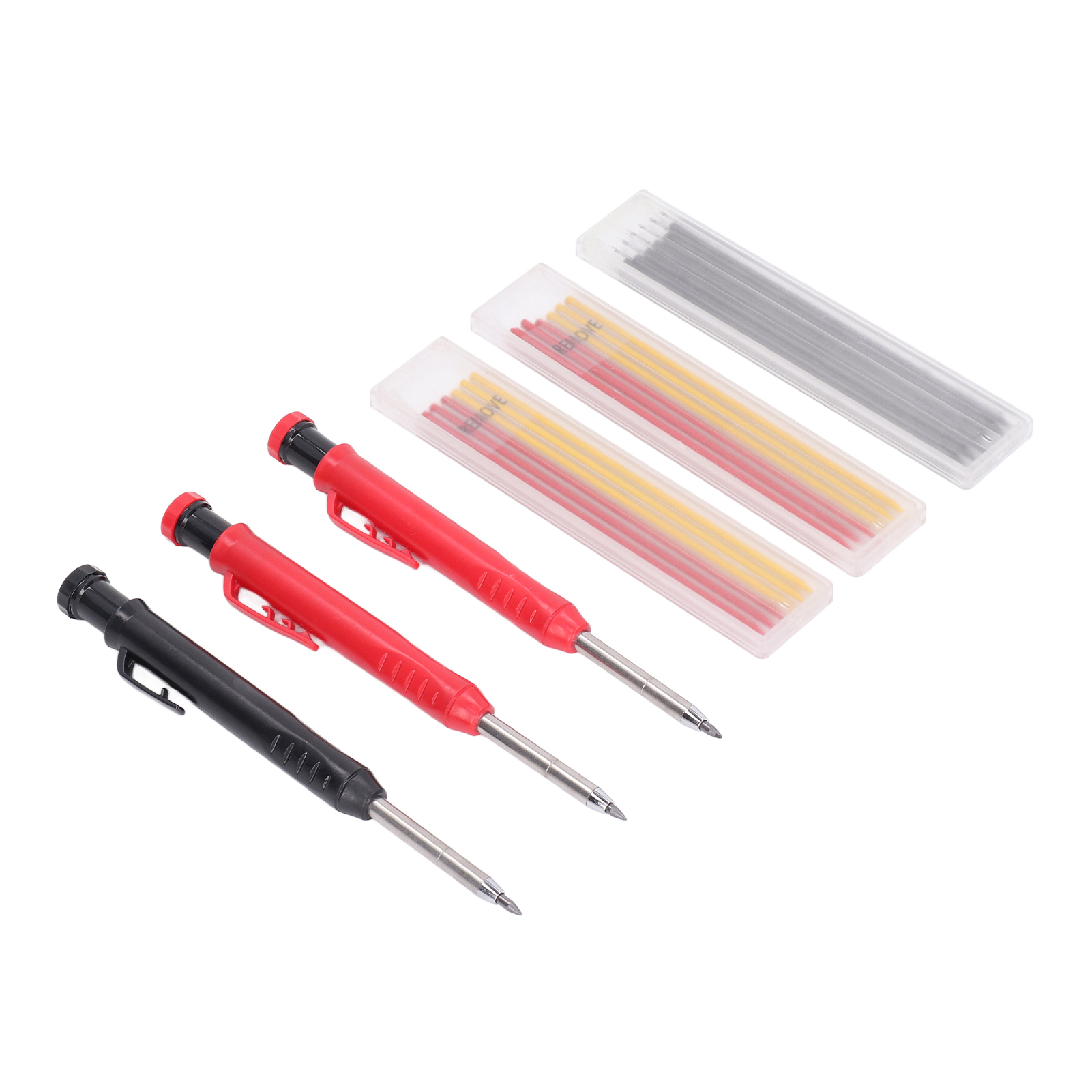 Massiver Zimmermannsbleistift Mit Nachfüllbarer Mine, Langspitz-druckbleistift Für Tiefe Löcher, Präzises Anreißwerkzeug, Professionelles Set