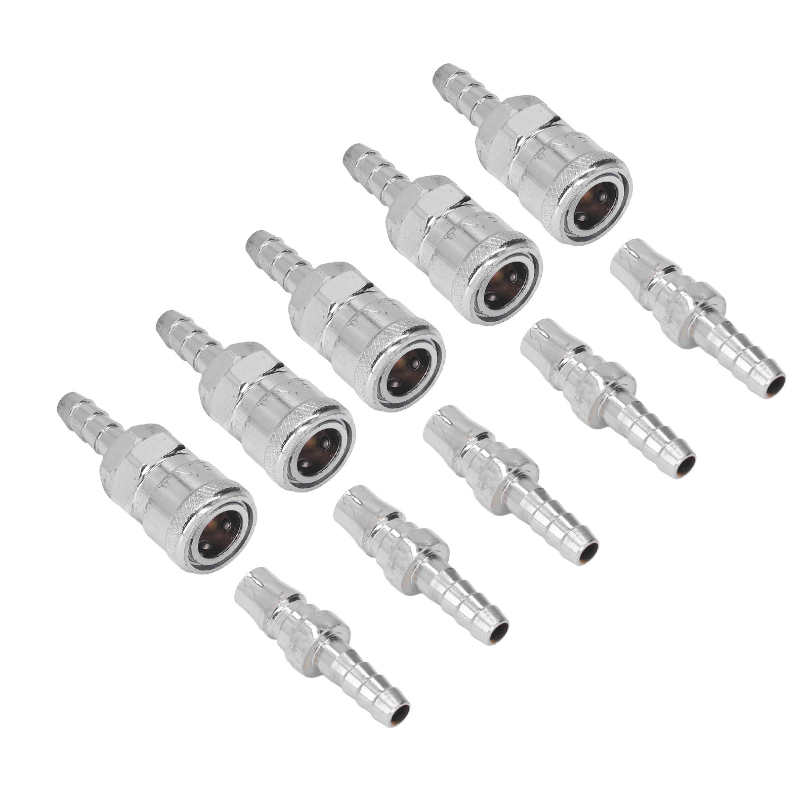 5-teiliges Schnellkupplungsset Aus Vernickeltem Edelstahl Für Pneumatische Verbindungen, Bestehend Aus Verbinder Und Stecker (5x8 Langer Schaft Sh+ph-20)