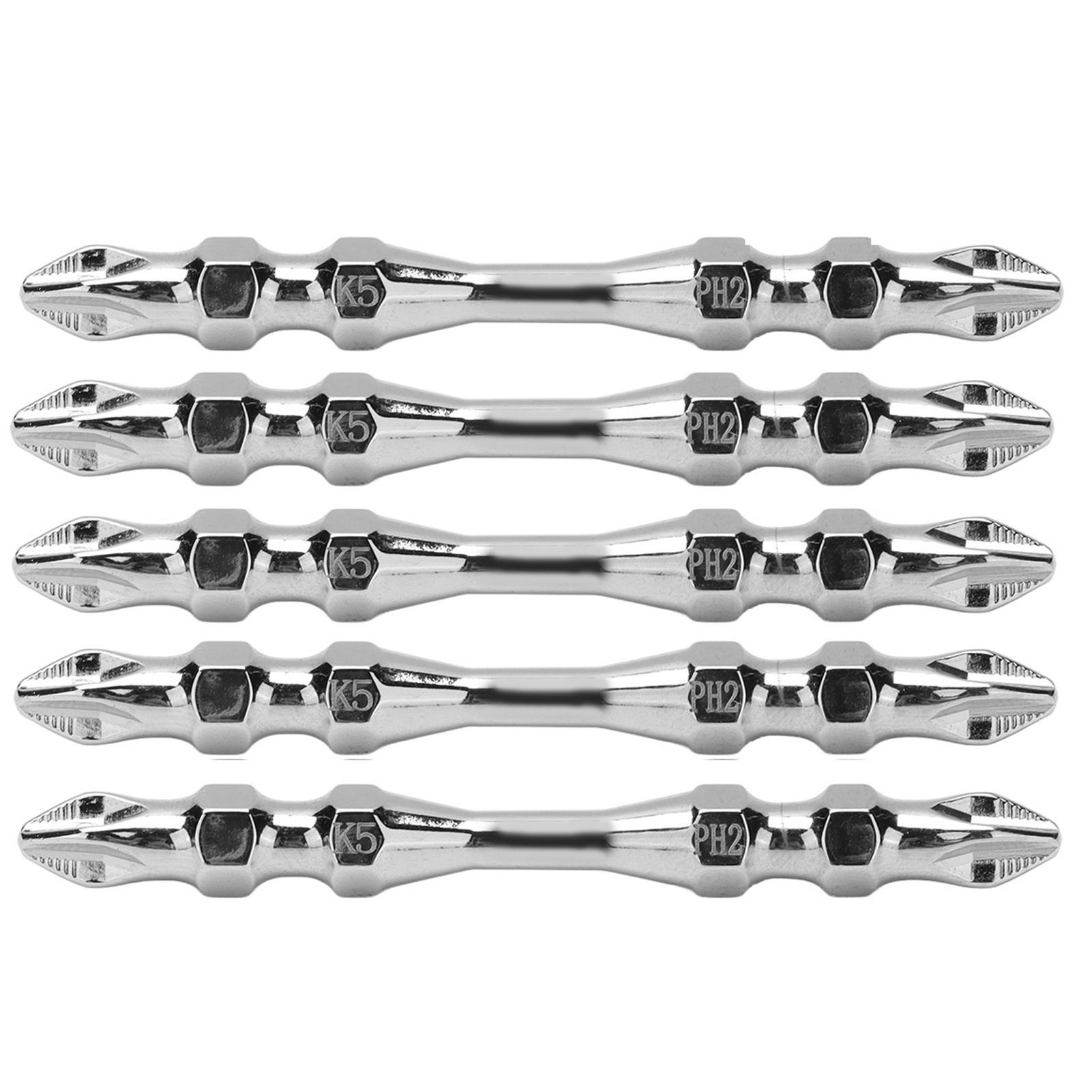 Set Mit 10 Ph2-doppelschraubendreherbits, 65 Mm Sechskantschaft, Magnetisch, Phillips, Ersatzset