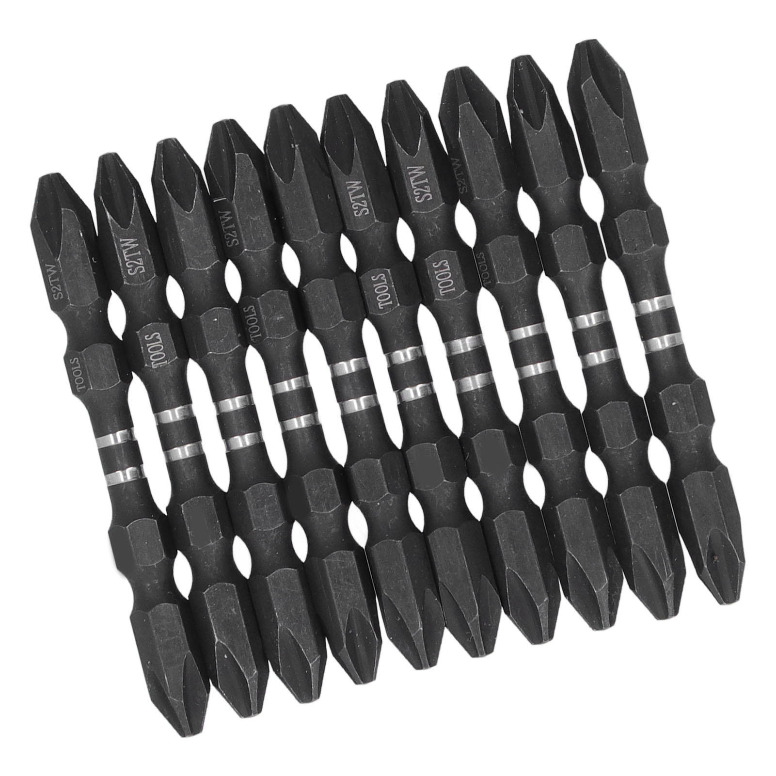 Set Mit 10 Magnetischen Ph2-doppelschraubendreherbits, 1/4-zoll-sechskantschaft, Breiter Kopf, Professionelles Handwerkzeug.