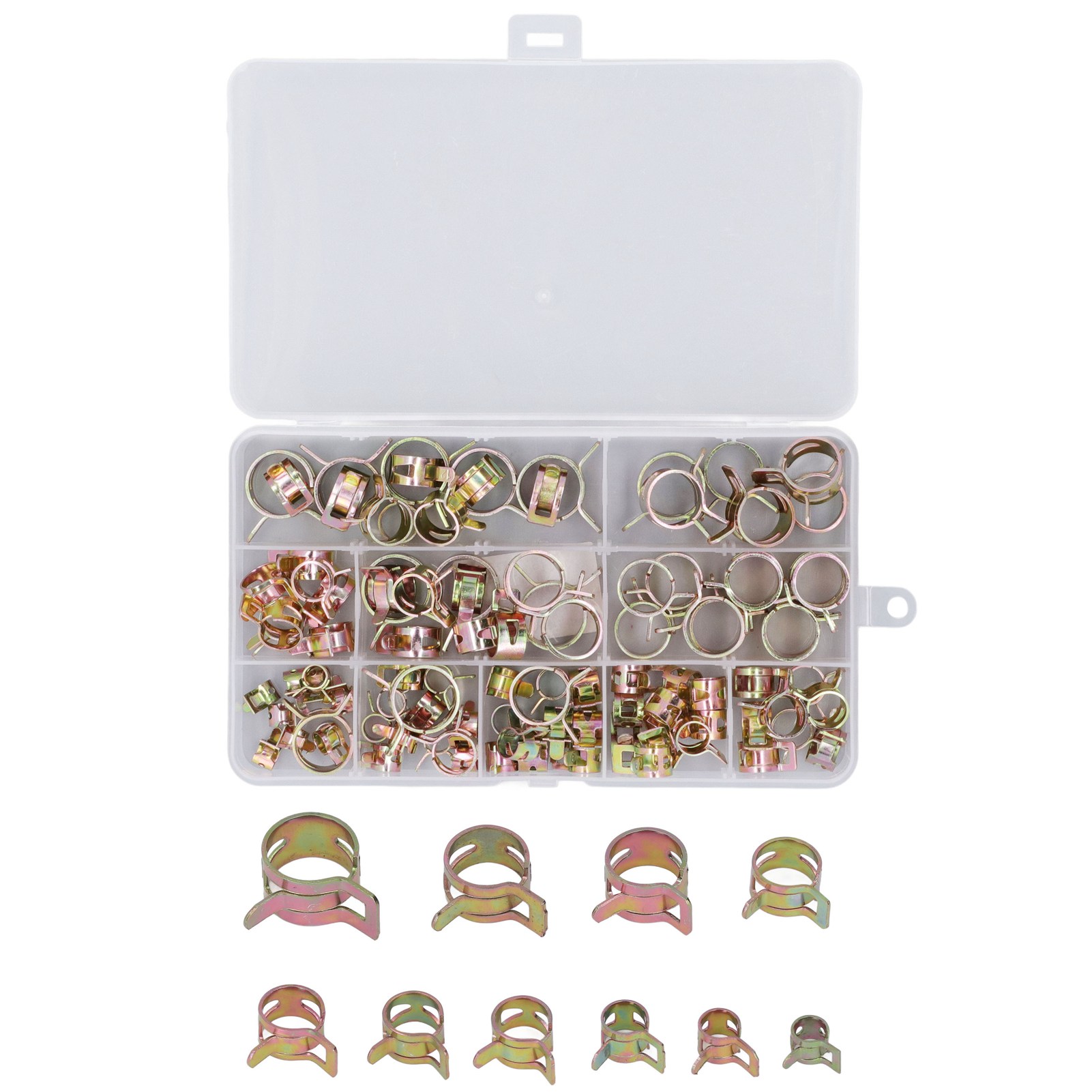 Packung Mit 100 Verzinkten Federklemmen 6–17 Mm, Flexible Schlauch- Und Rohrschellen, Universelles Zubehörset