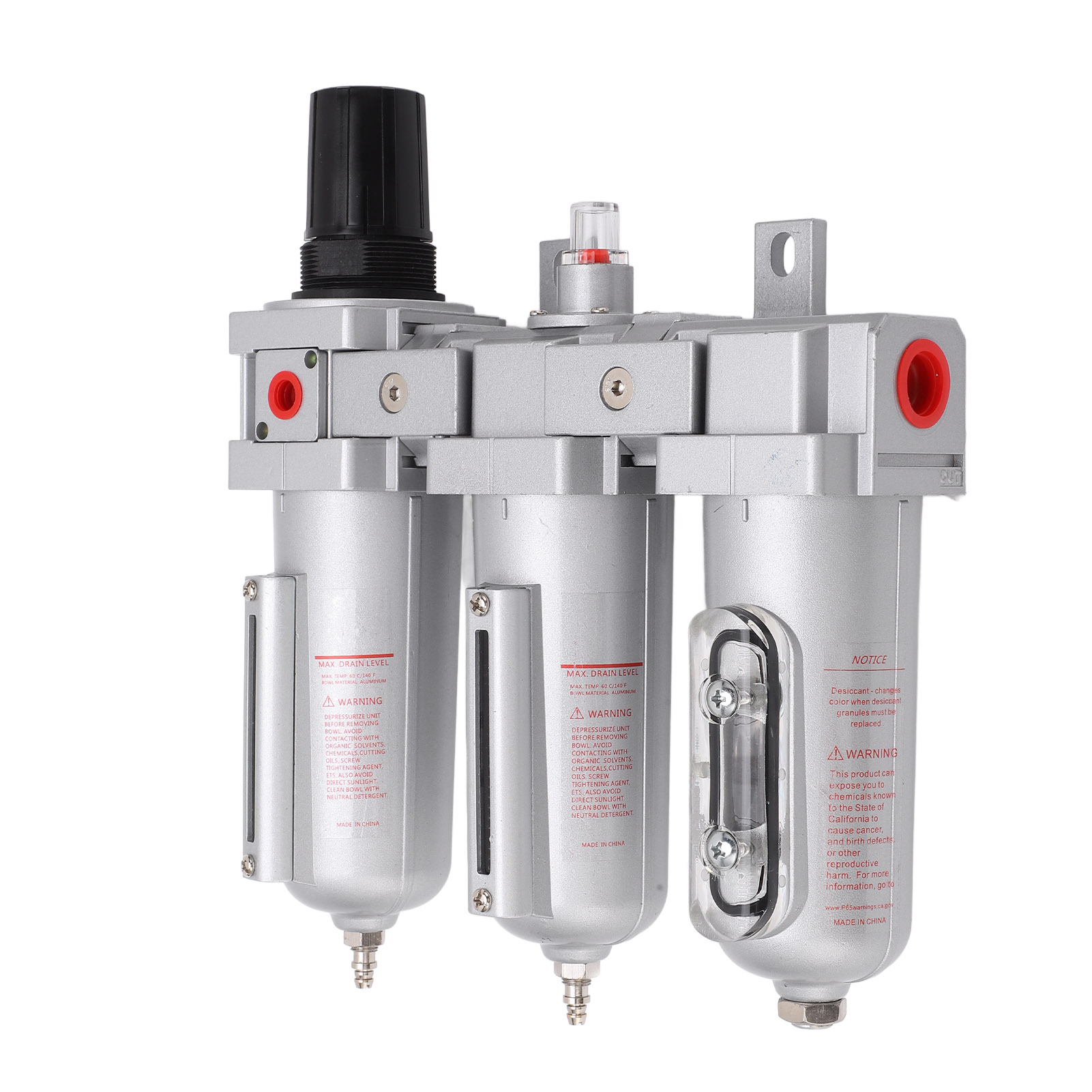 3-stufiger Industrieller Druckluftfiltertrockner, Robuste Aluminiumlegierungskonstruktion, Metallbehälter, Manueller Ablass, 1/2-zoll-npt-anschluss, Perfektes Trocknungssystem