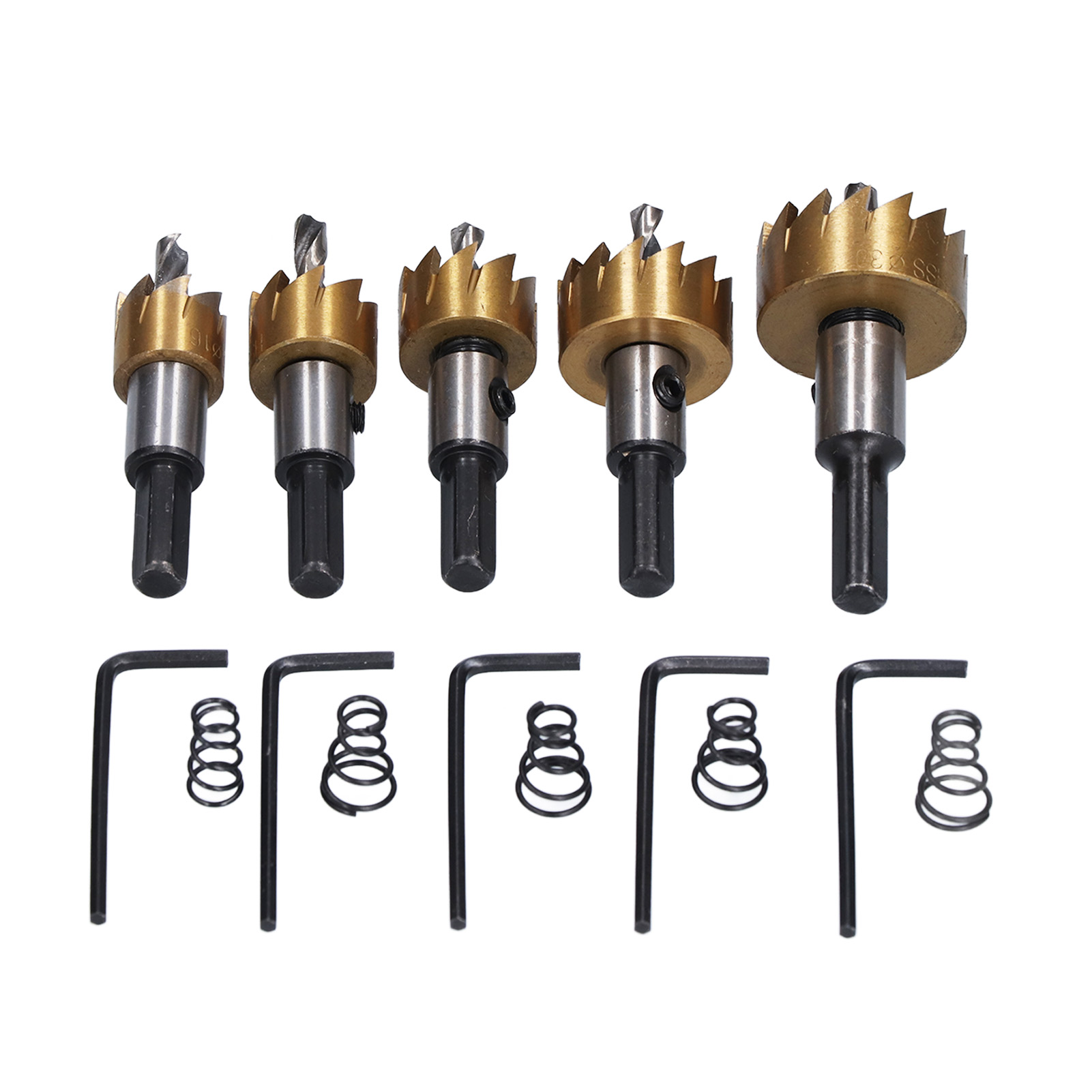 Set Mit 5 Hochgeschwindigkeits-lochsägen Aus Kohlenstoffstahl Für Holz, 16-30 Mm Öffnungen, Präzises Bohren, Professionelles Set.