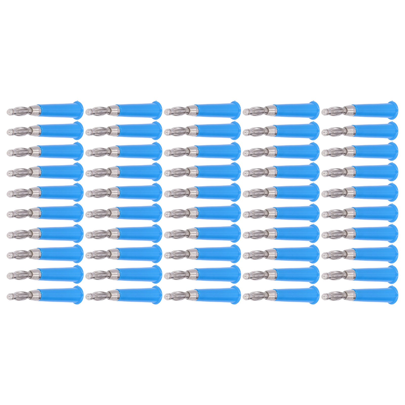 50 Bananenstecker-steckverbinder, Laternenform, Abs-zinklegierung, Lötanschluss, Lautsprecher-bananenstecker, 4 Mm, Blau, Packung