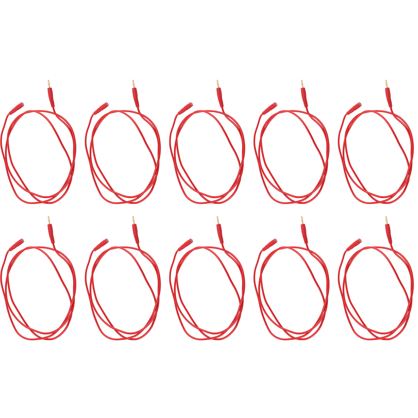 Packung Mit 10 Messleitungen, 2 Mm Roter Pvc-messing-bananenstecker, Für Kfz-elektrik