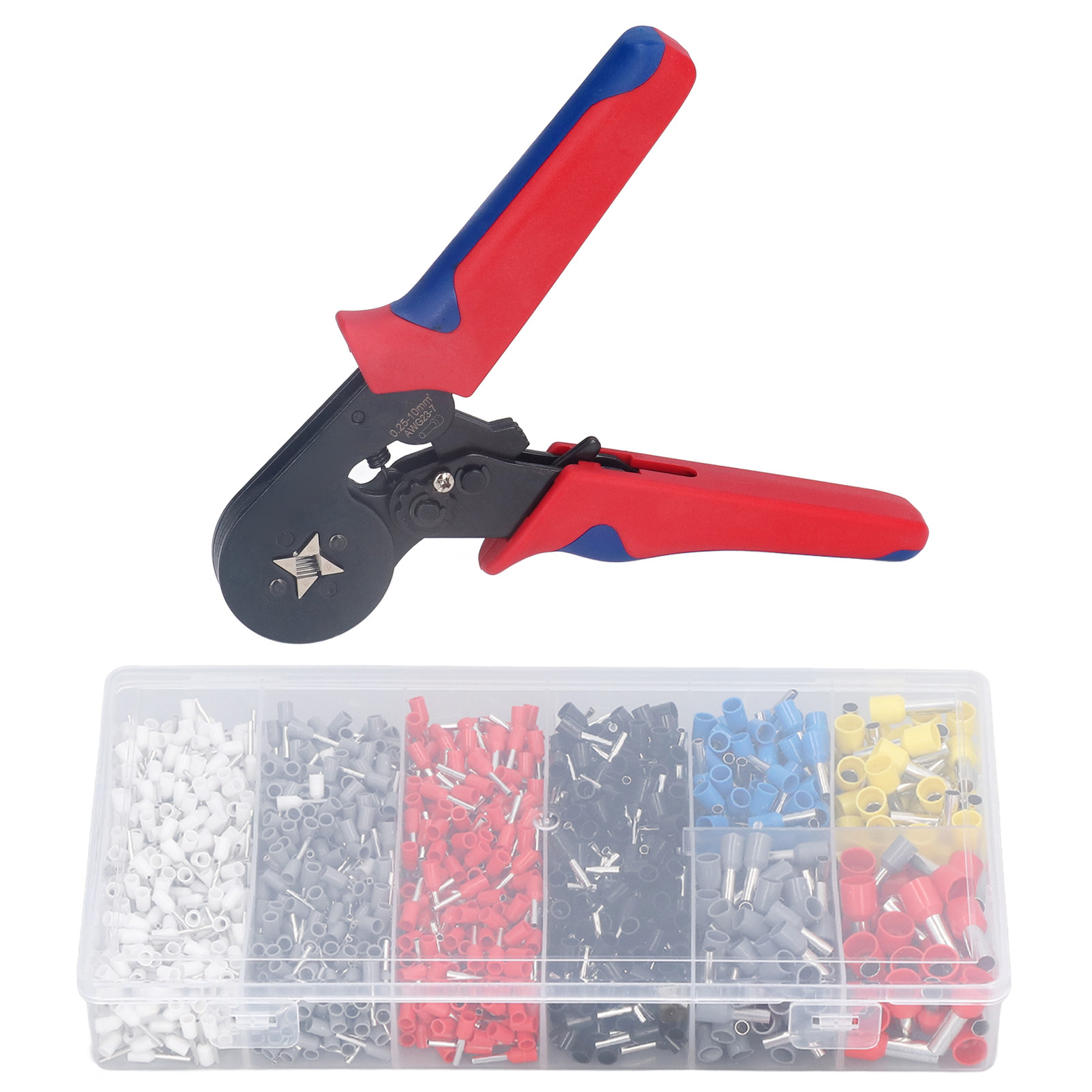 1800-teiliges Abisolier-set Für Kabel, Crimpzange Awg 23-7 Mit Hülsen, Tragbare Crimpzange Für Steckverbinder