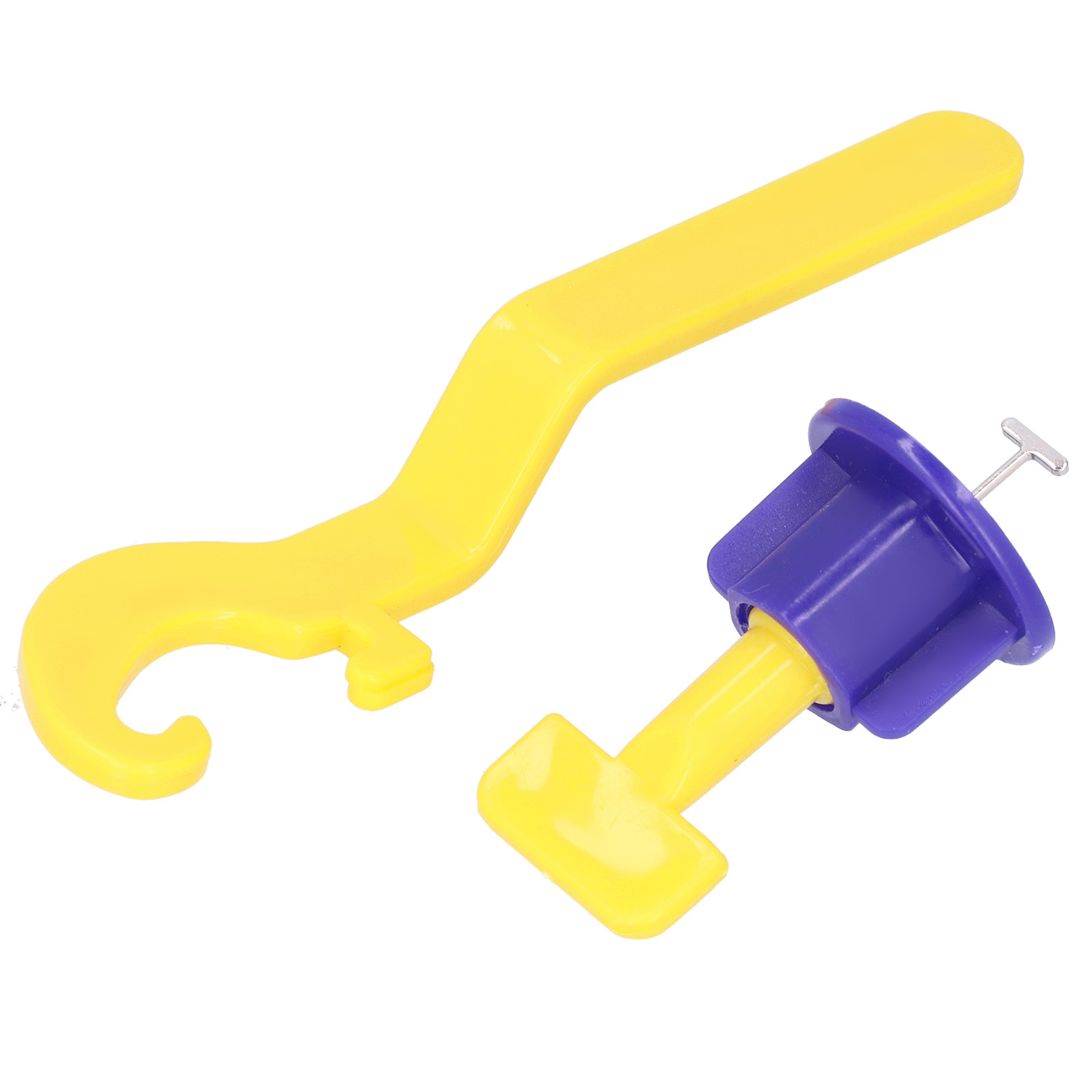 Set Mit 50 Fliesenausgleichskeilen, Bodenabstandsmesser Mit Schraubenschlüssel, Blau Und Gelb, Für Die Fliesenverlegung Im Haus